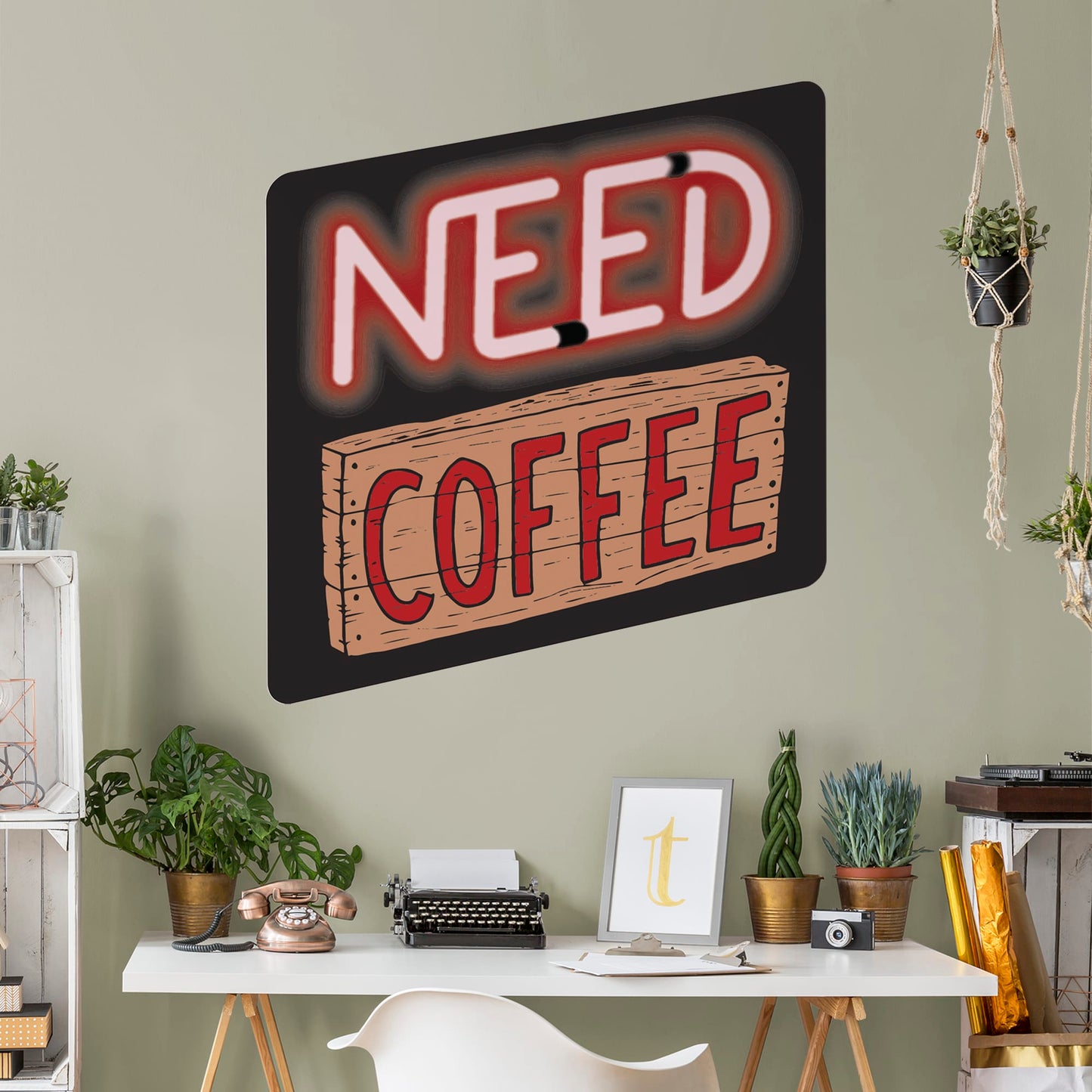 Need Coffee Neon Sign        - Officially Licensed Big Moods Removable     Adhesive Decal