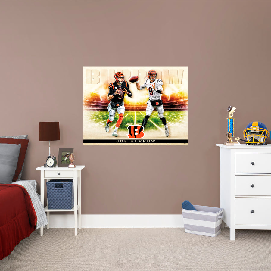 Joe Burrow - Icon Series - Peel & Stick Poster - Official NFL - Cincinnati Bengals - Reusable Vinyl Wall Decal