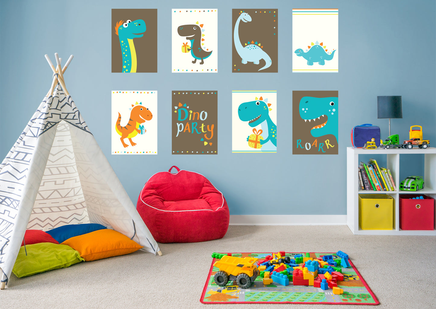 Dinosaur:  Dino Cards Collection        -   Removable     Adhesive Decal