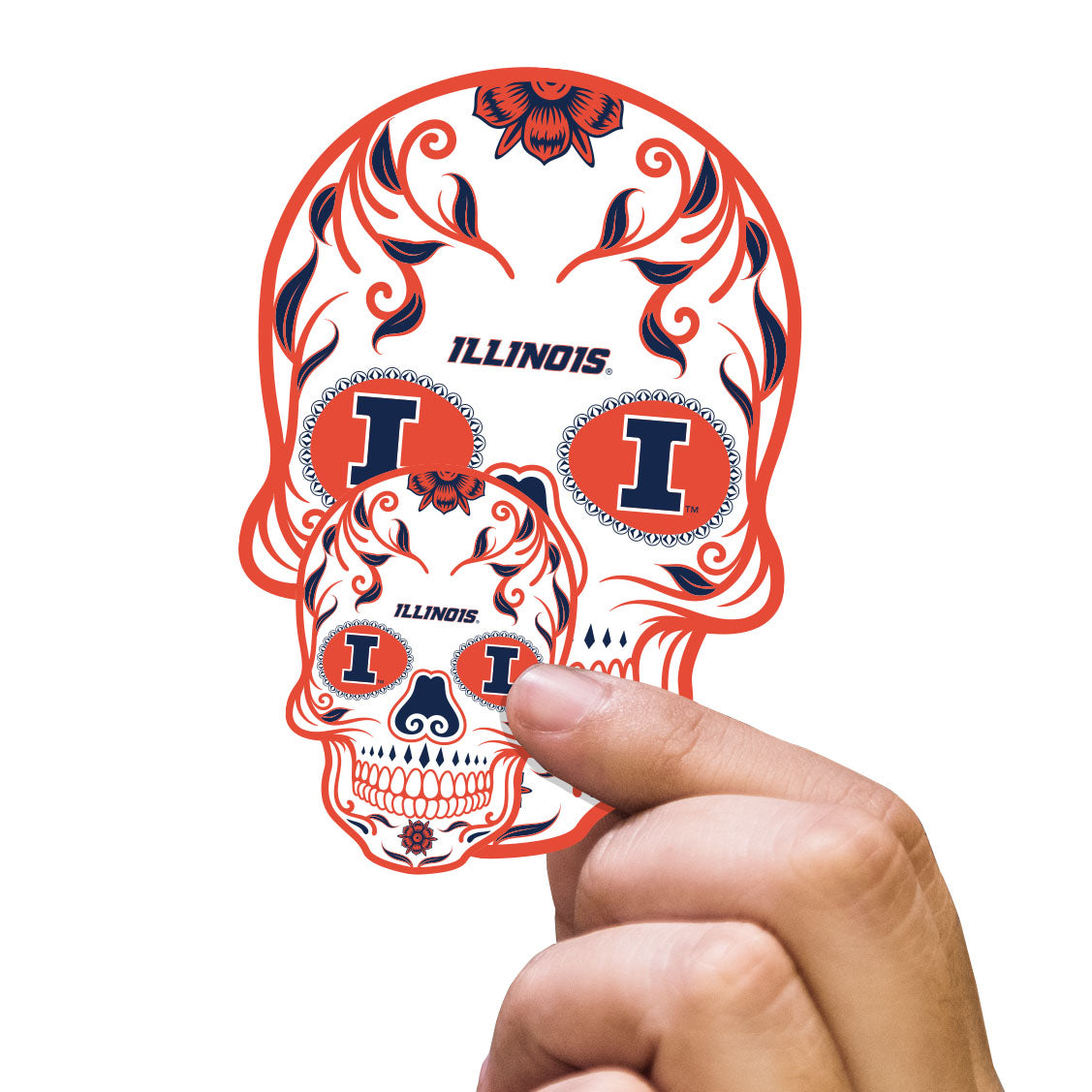 Illinois Fighting Illini:   Skull Minis        - Officially Licensed NCAA Removable     Adhesive Decal