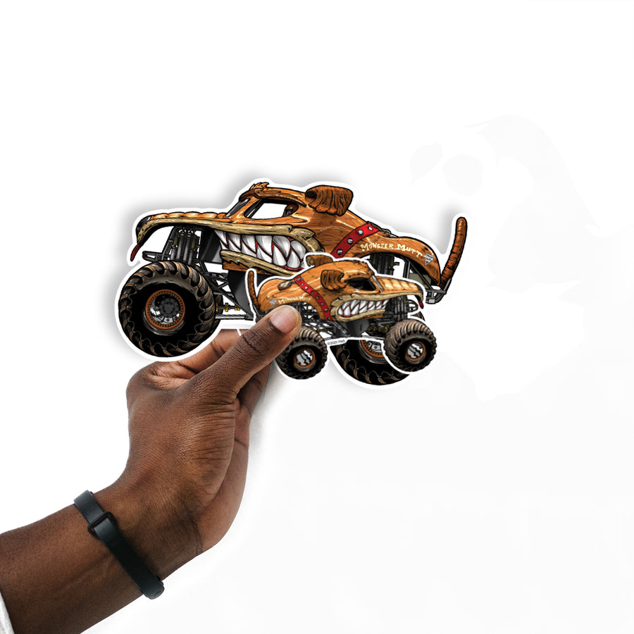 Monster Mutt - 5 Minis (Mixed Sizes) - Official Monster Jam - Reusable Vinyl Decals