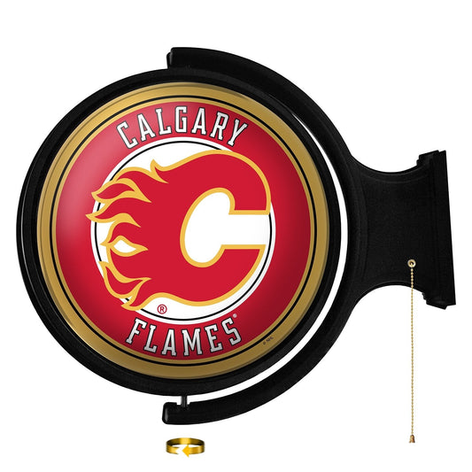 Calgary Flames: Original Round Rotating Lighted Wall Sign - The Fan-Brand