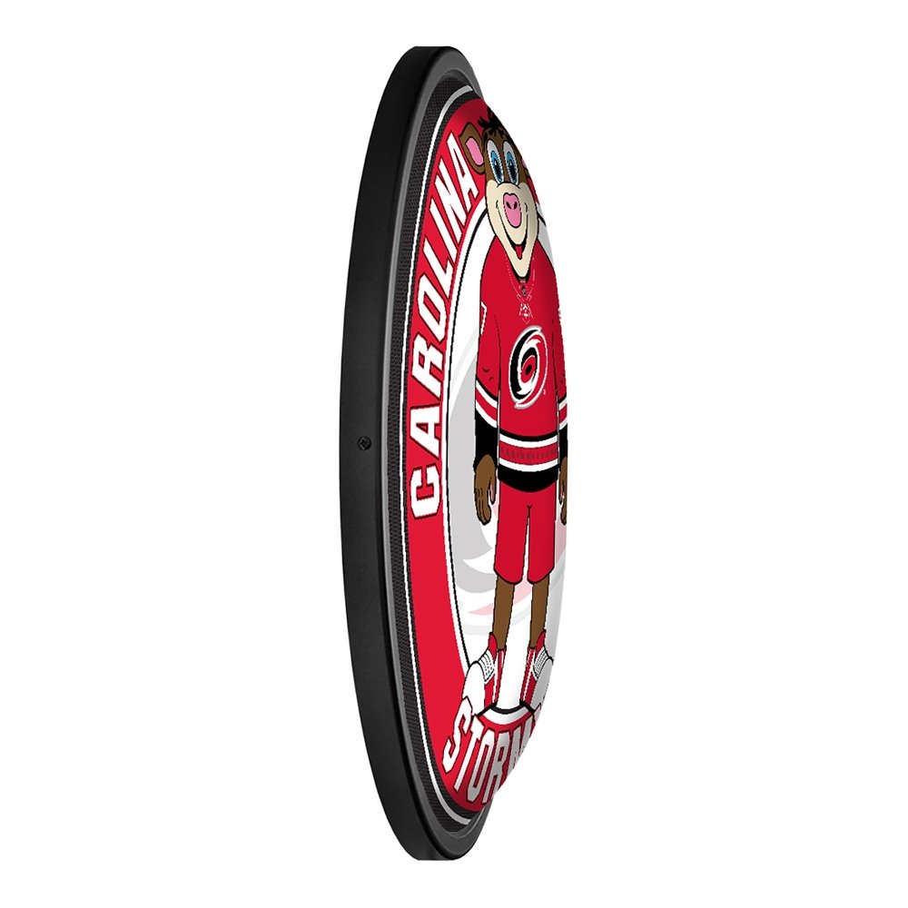 Carolina Hurricanes: Stormy - Round Slimline Lighted Wall Sign - The Fan-Brand