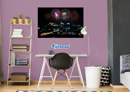 New Year: Colorful Fireworks Poster - Removable Adhesive Decal