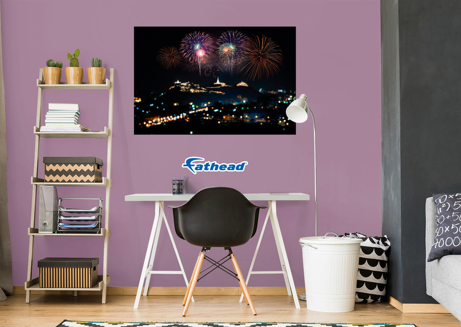 New Year: Colorful Fireworks Poster - Removable Adhesive Decal