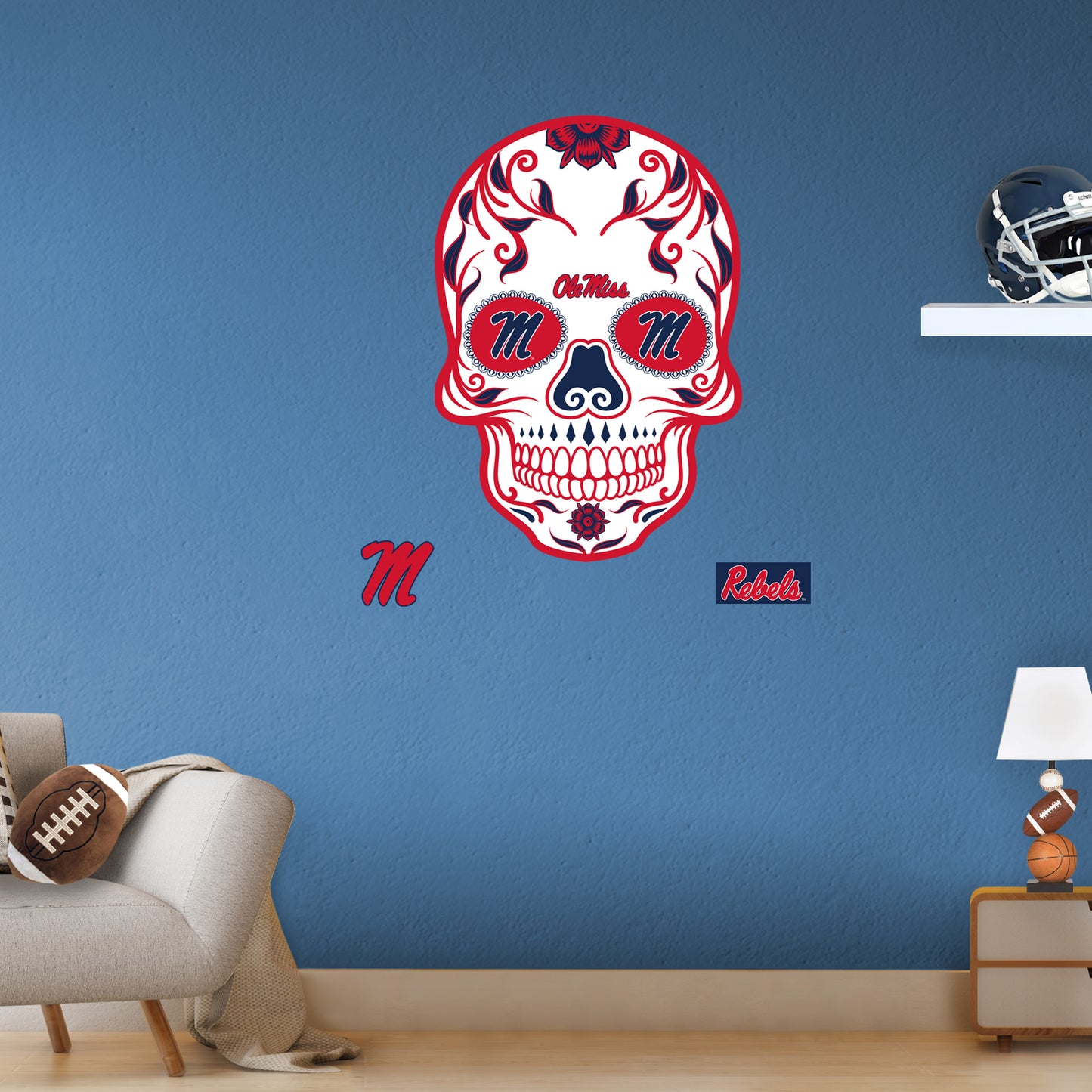 Ole Miss Rebels:   Skull        - Officially Licensed NCAA Removable     Adhesive Decal