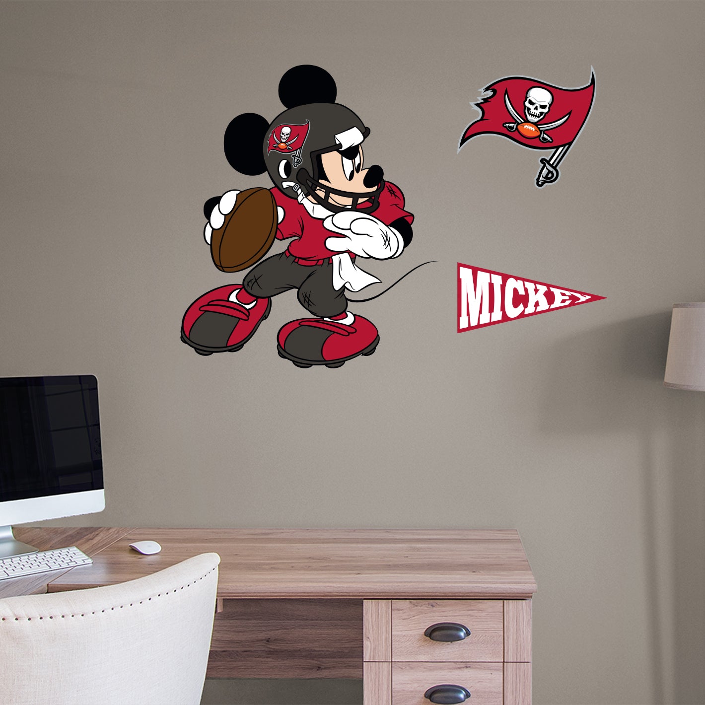 Tampa Bay Buccaneers: Mickey Mouse 2021        - Officially Licensed NFL Removable     Adhesive Decal