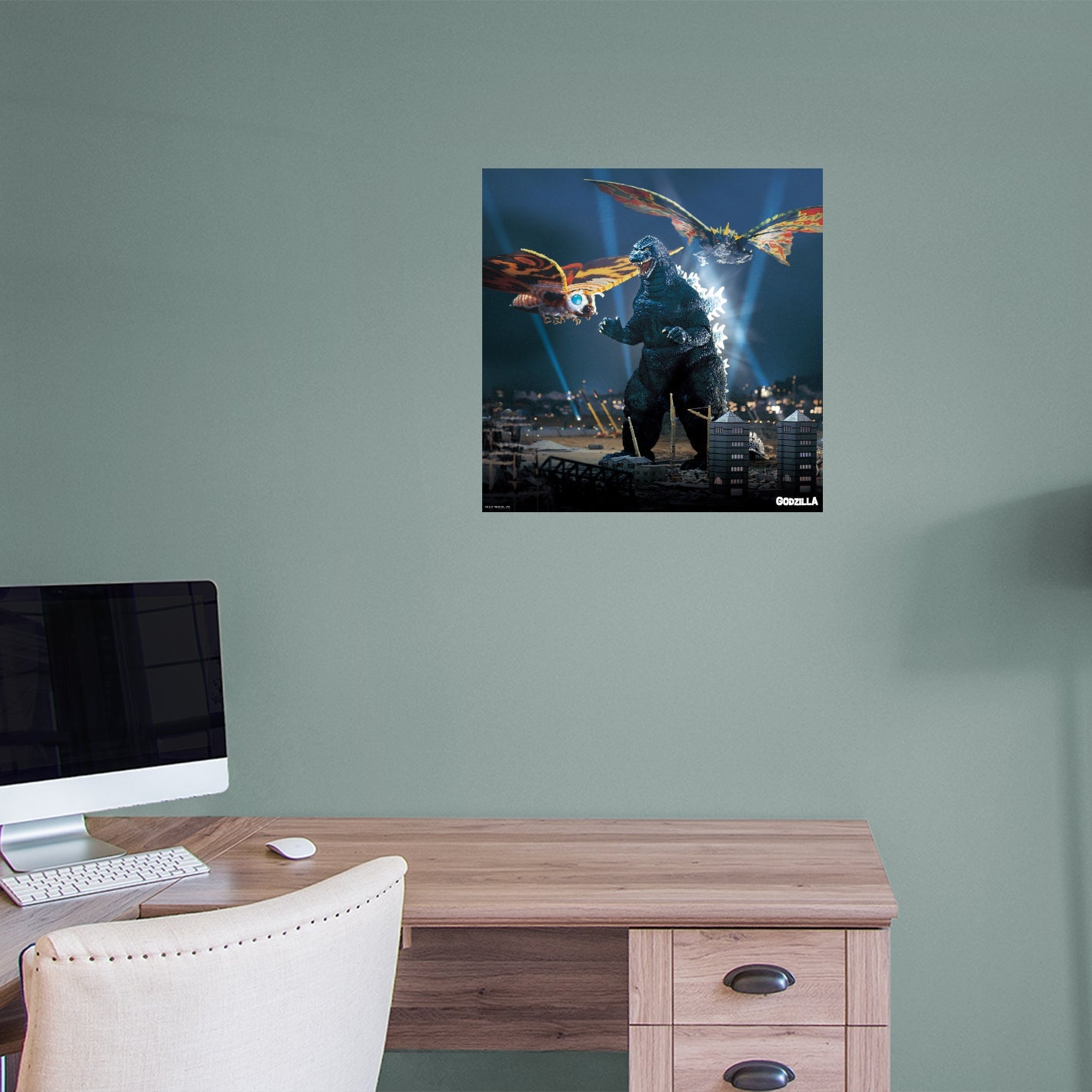 Godzilla: 1992-Godzilla v Mothra Movie Scene Mural - Officially Licensed Toho Removable Adhesive Decal