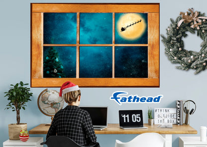 Christmas:  Flying Santa Instant Windows        -   Removable     Adhesive Decal