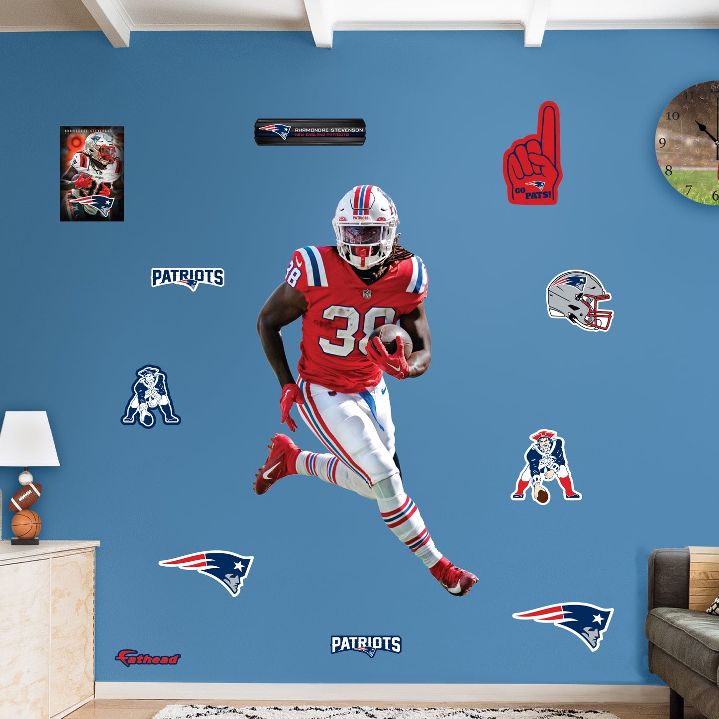 New England Patriots: Rhamondre Stevenson - Officially Licensed NFL Removable Adhesive Decal