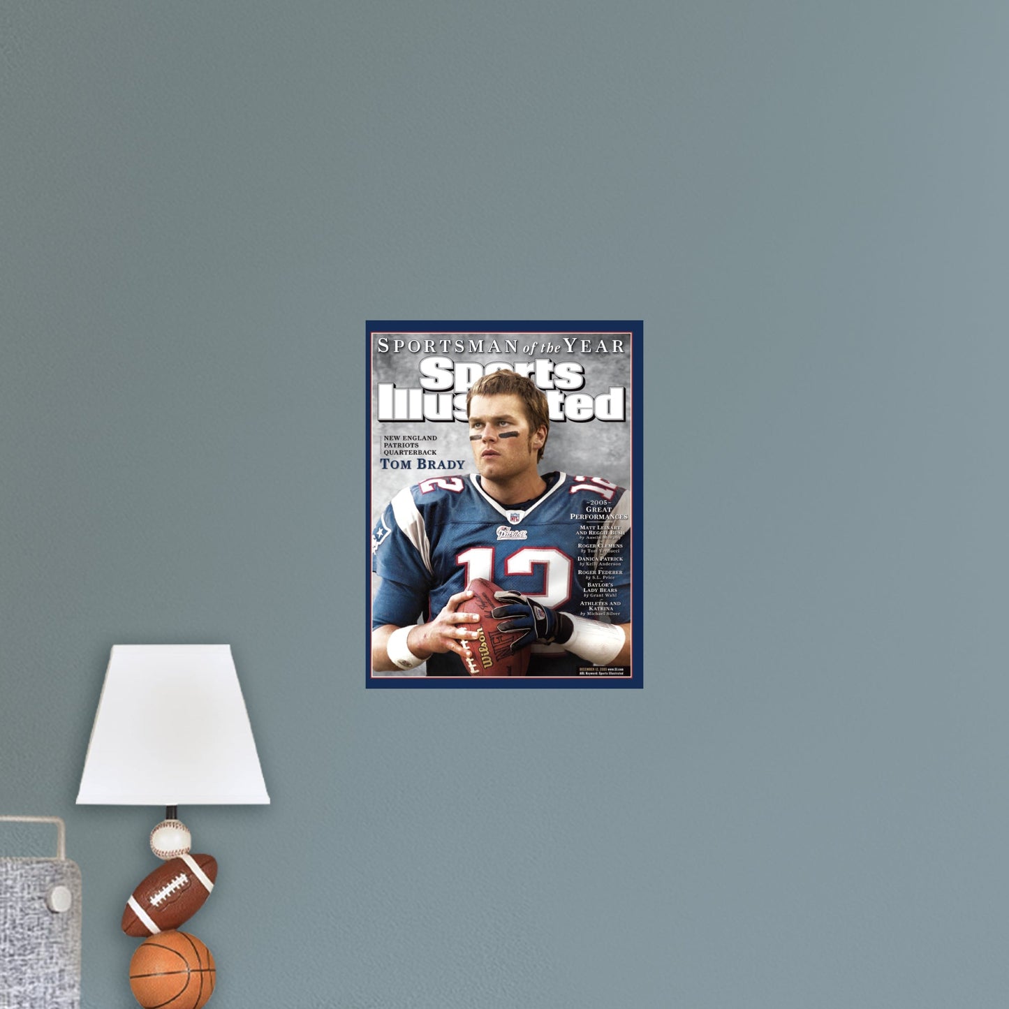 New England Patriots: Tom Brady December 2005 Sportsman of the Year Sports Illustrated Cover - Officially Licensed NFL Removable Adhesive Decal
