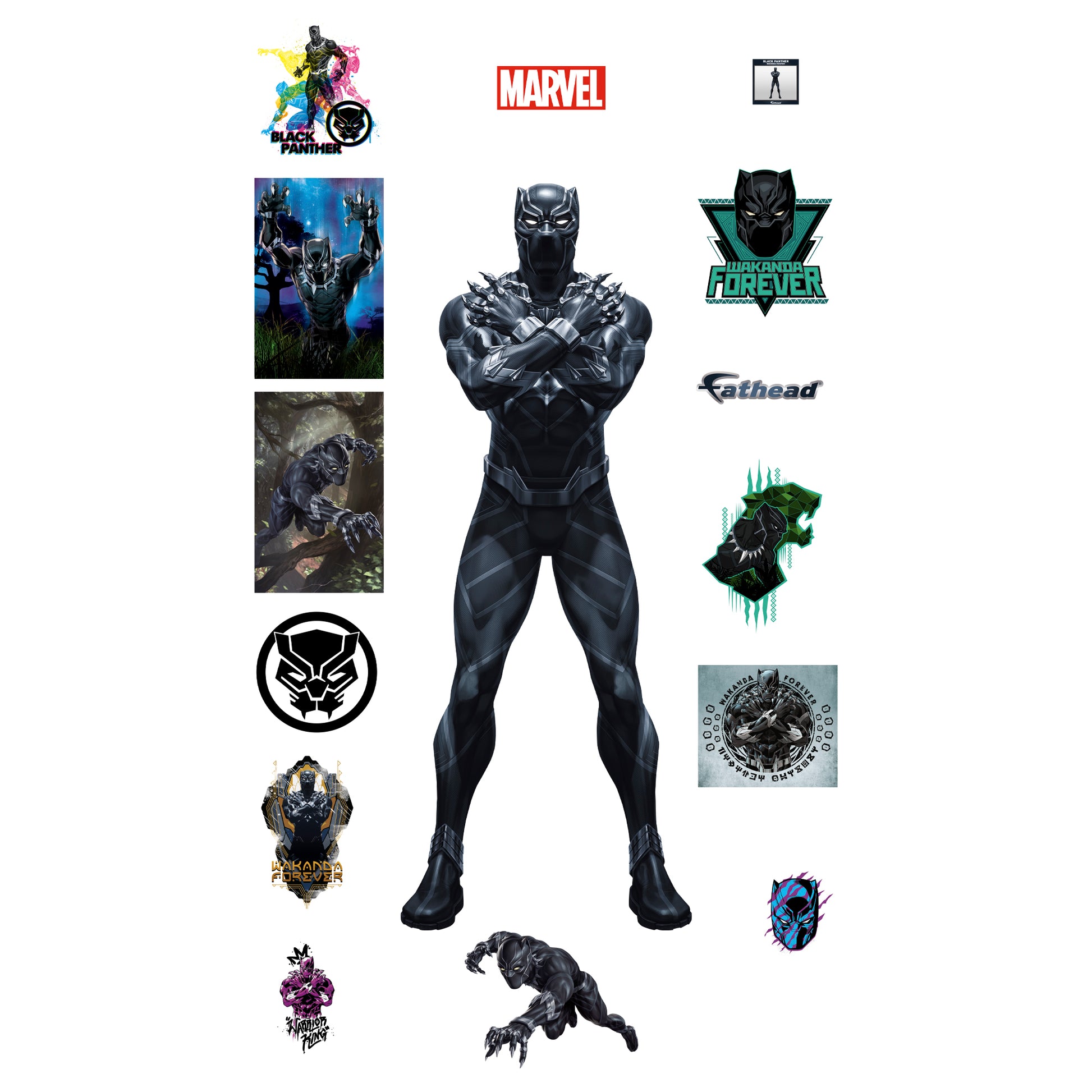 Marvel Black Panther Wakanda Forever Wall Decals 114-piece Set by