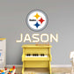 Pittsburgh Steelers:  Stacked Personalized Name        - Officially Licensed NFL Removable Wall   Adhesive Decal