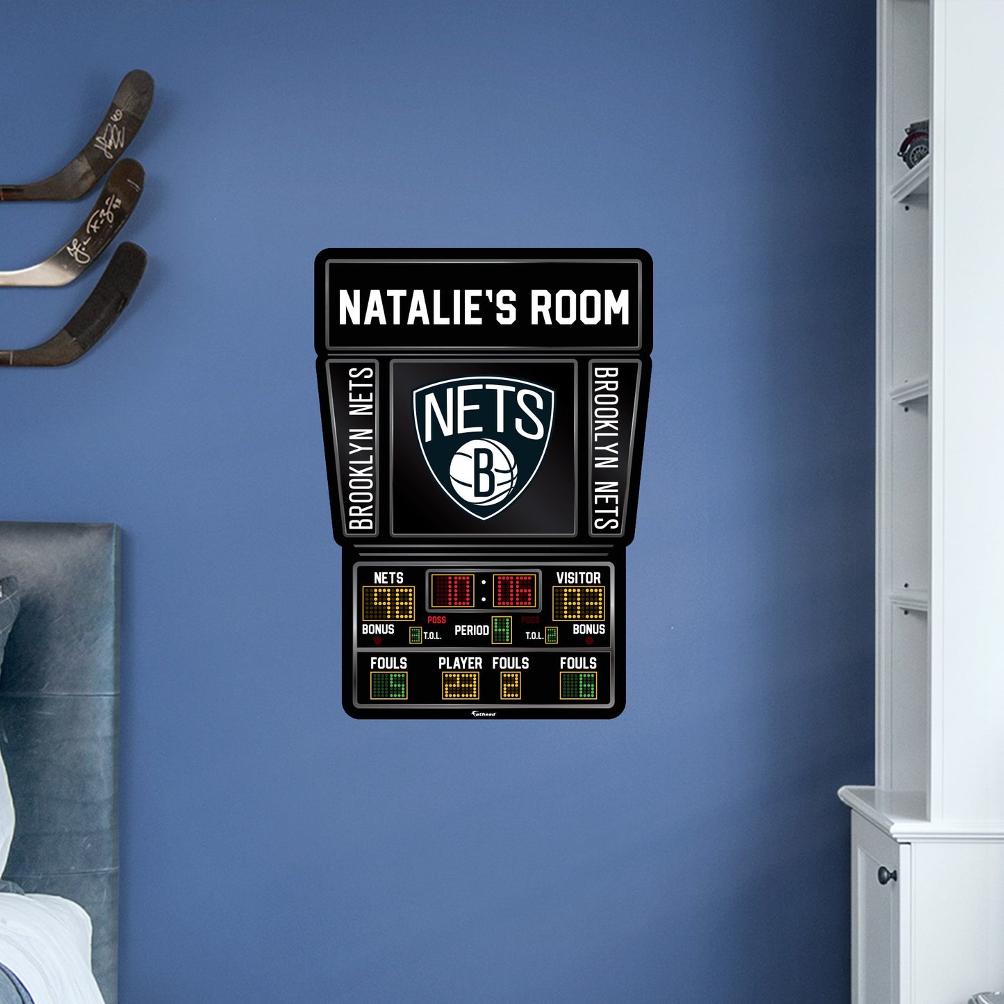 Brooklyn Nets:   Scoreboard Personalized Name        - Officially Licensed NBA Removable     Adhesive Decal