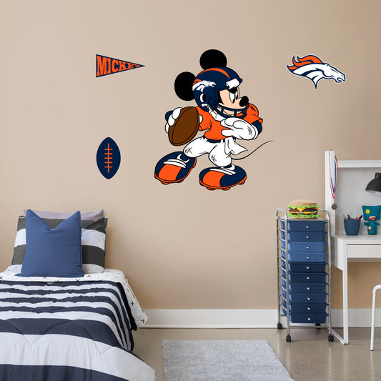 Denver Broncos: Mickey Mouse 2021        - Officially Licensed NFL Removable     Adhesive Decal