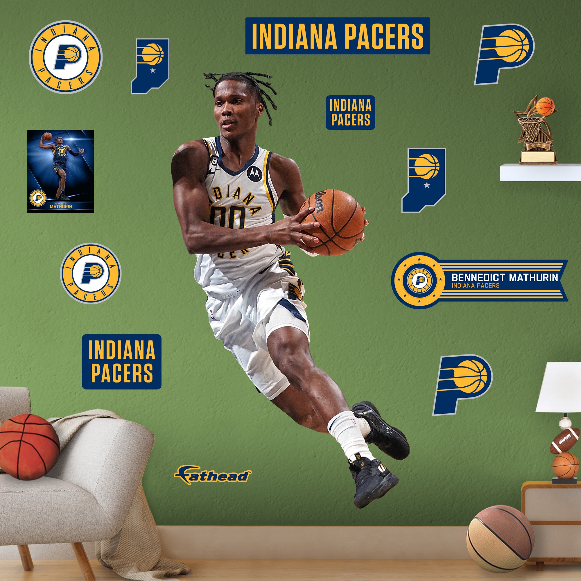 Bennedict Mathurin Basketball Paper Poster Pacers 4 - Bennedict Mathurin -  Pin