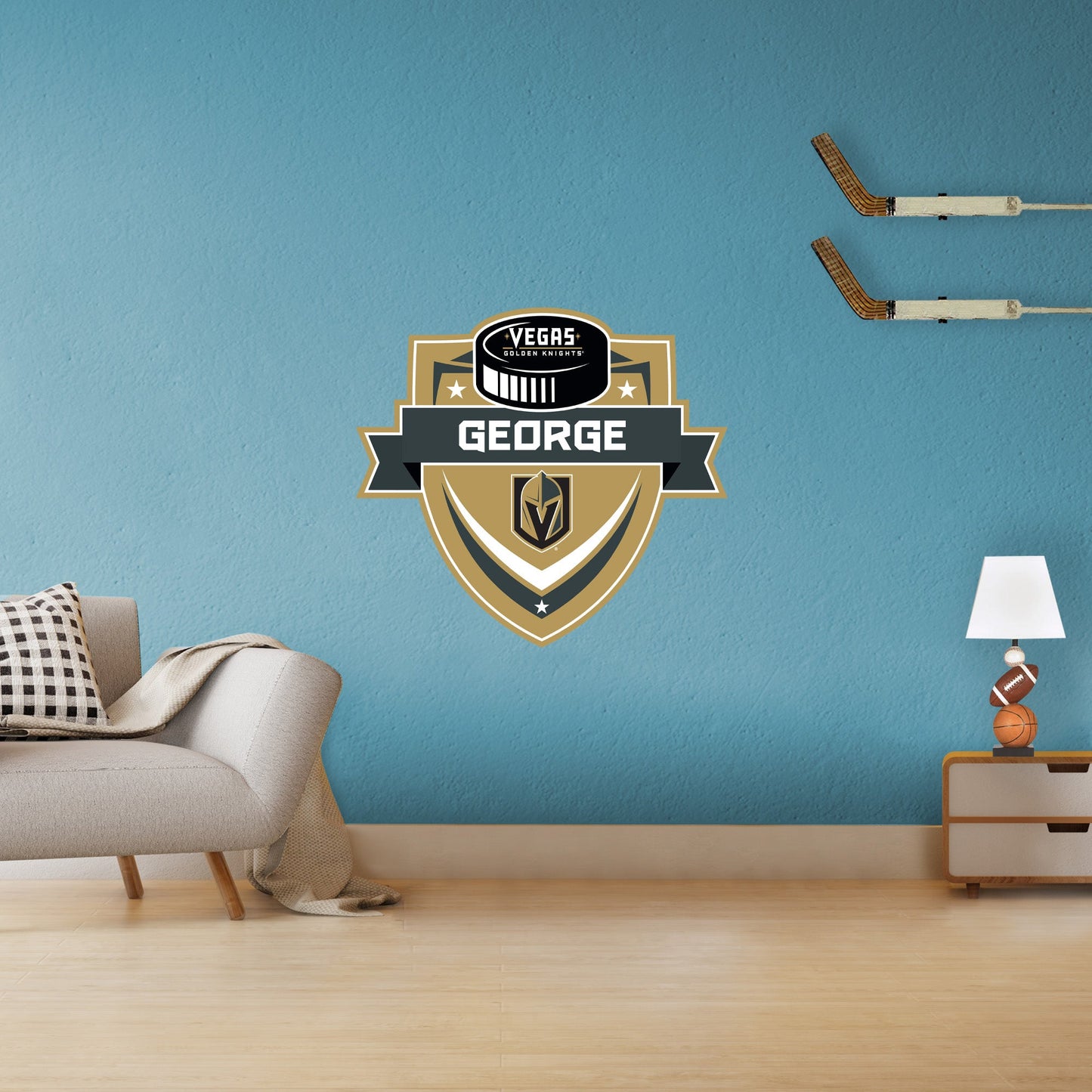 Vegas Golden Knights:   Badge Personalized Name        - Officially Licensed NHL Removable     Adhesive Decal