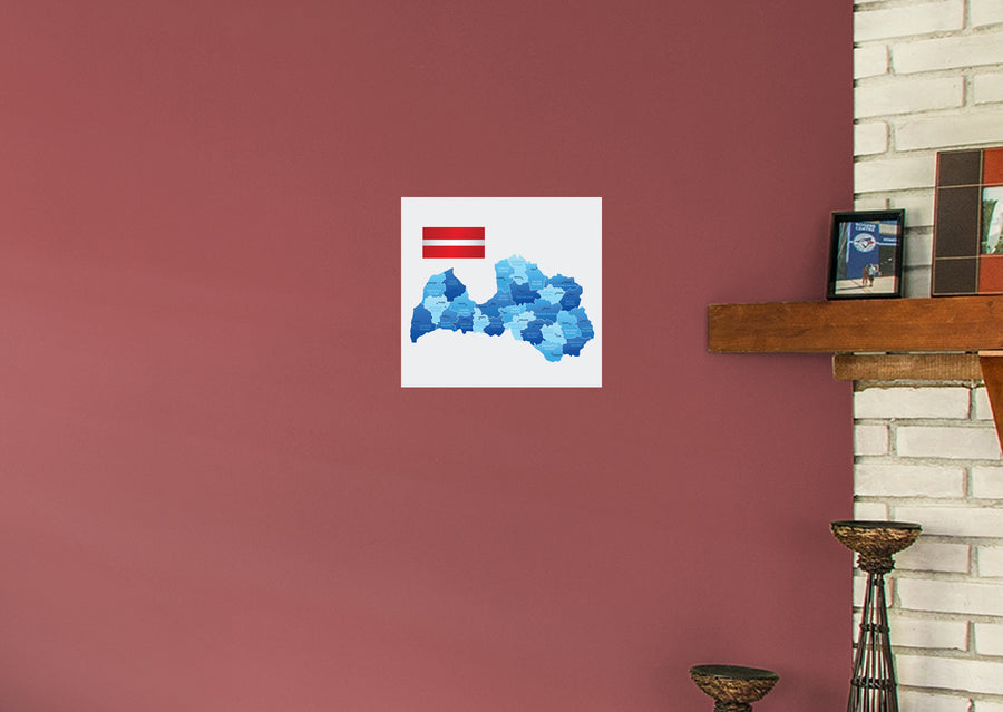 Maps of Europe: Latvia Mural        -   Removable Wall   Adhesive Decal