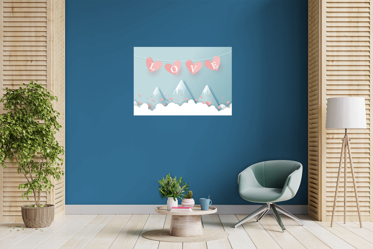 Valentine's Day:  Love is like a Mountain Mural        -   Removable     Adhesive Decal
