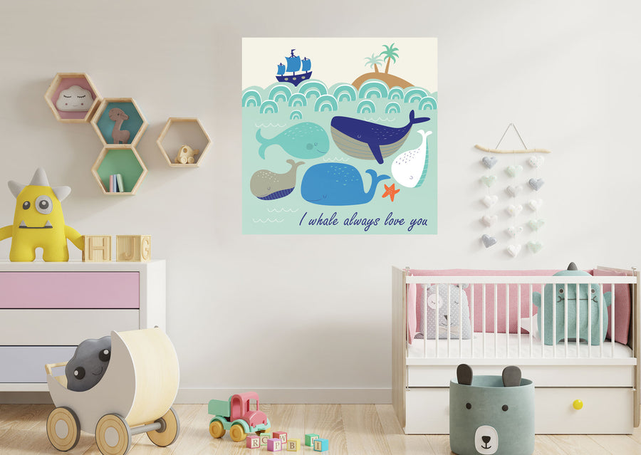Nursery:  Love You Mural        -   Removable Wall   Adhesive Decal