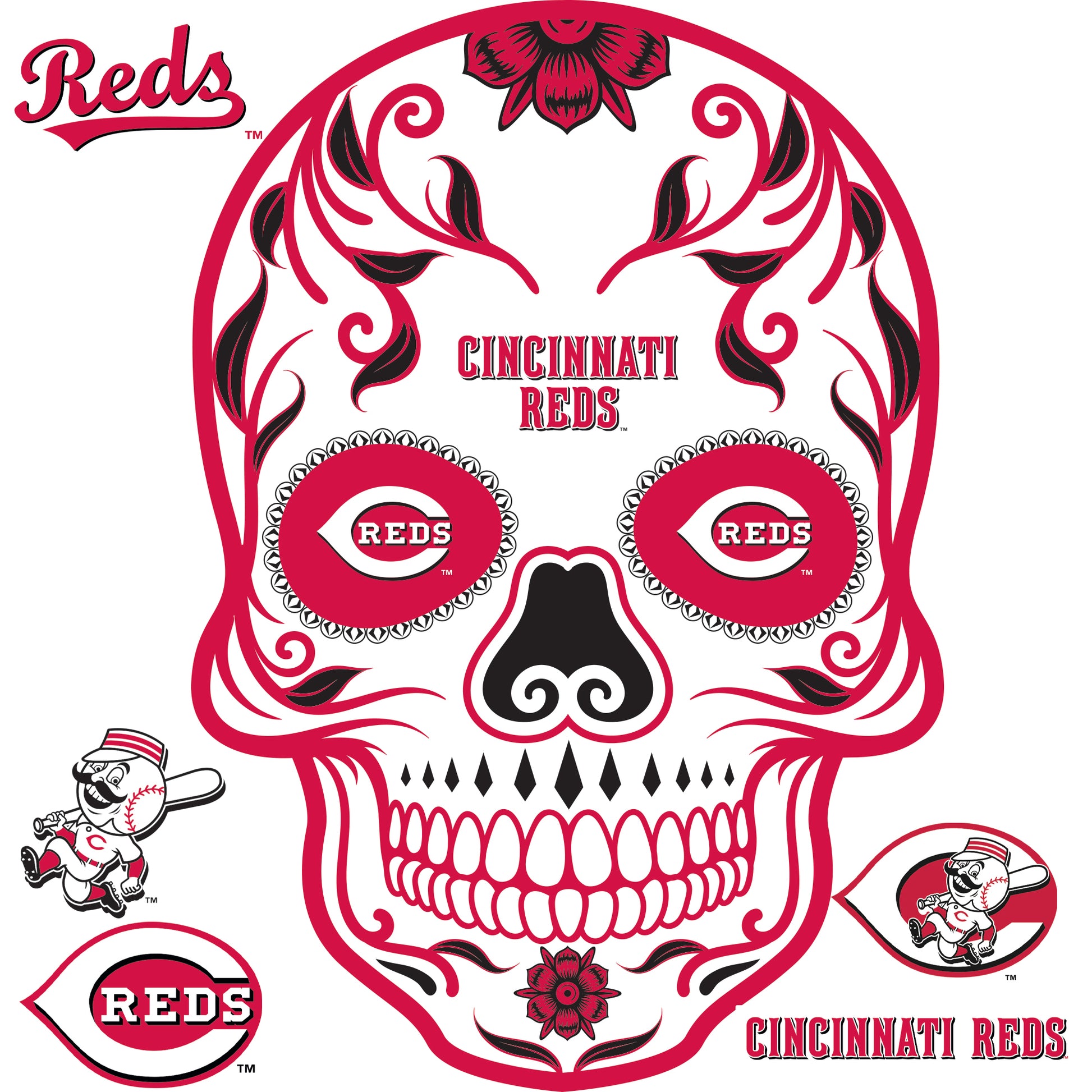 Cincinnati Reds: 2022 Skull - Officially Licensed MLB Removable