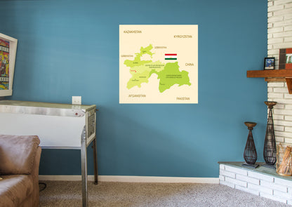 Maps of Asia: Tajikistan Mural        -   Removable Wall   Adhesive Decal