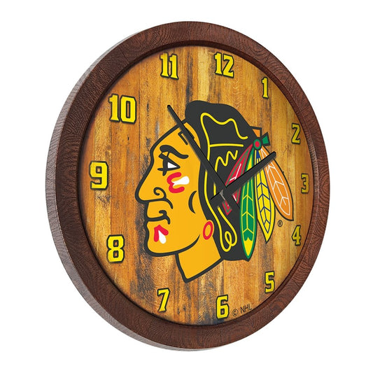 Chicago Blackhawks: "Faux" Barrel Top Wall Clock - The Fan-Brand