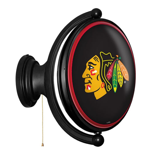 Chicago Blackhawks: Original Oval Rotating Lighted Wall Sign - The Fan-Brand