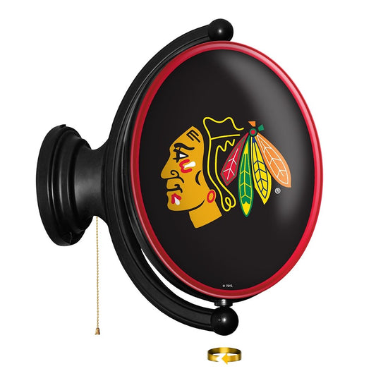 Chicago Blackhawks: Original Oval Rotating Lighted Wall Sign - The Fan-Brand