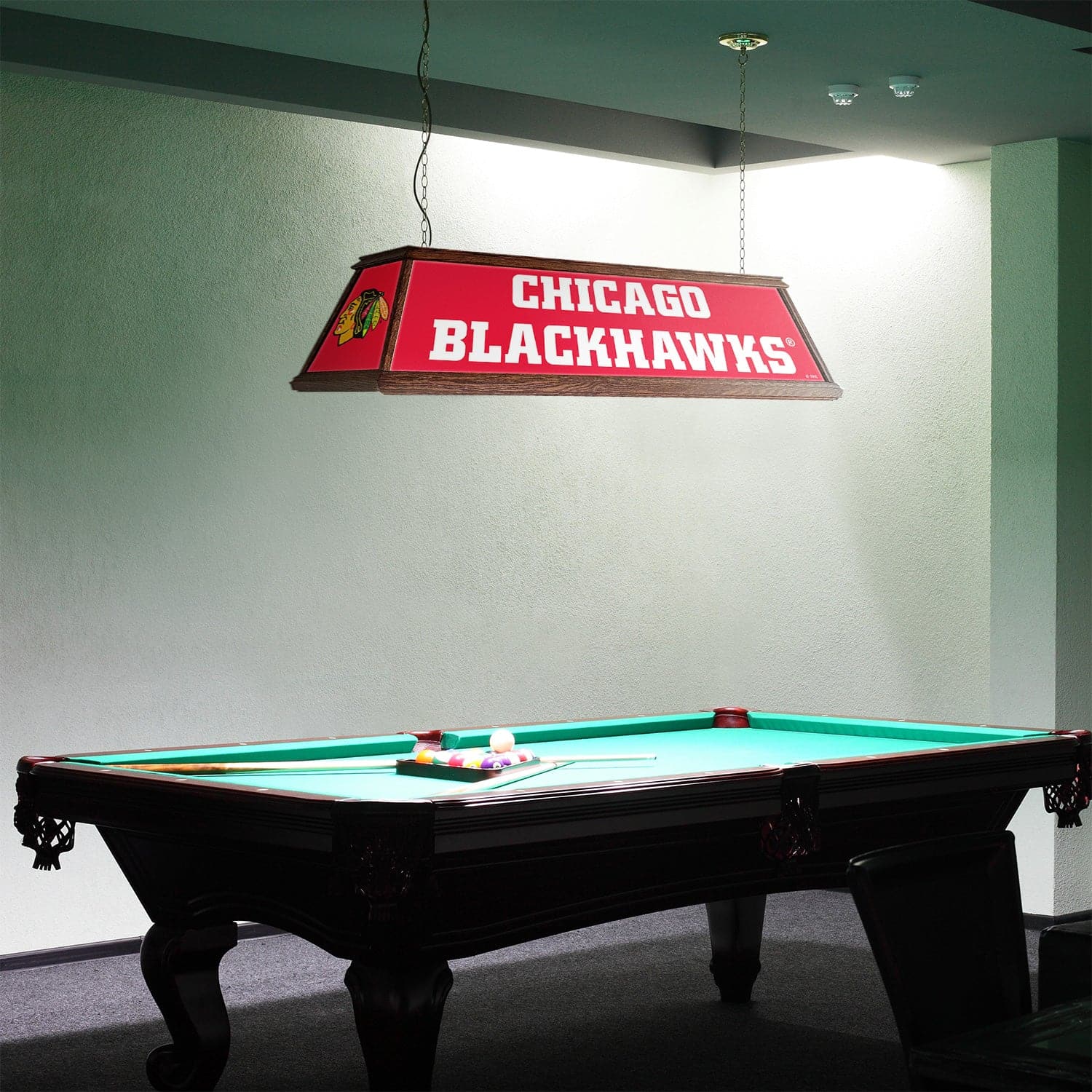 Chicago Blackhawks: Premium Wood Pool Table Light - The Fan-Brand