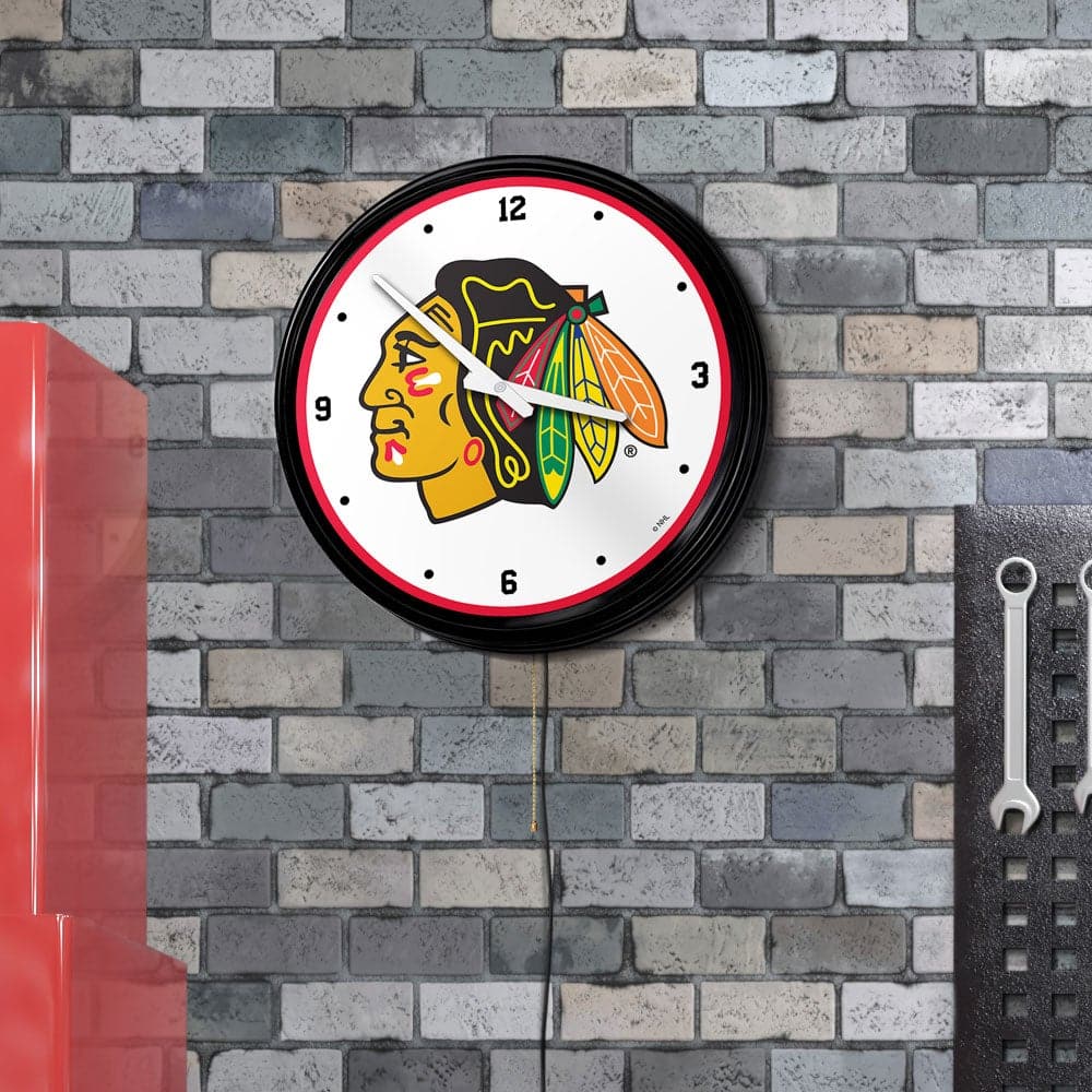 Chicago Blackhawks: Retro Lighted Wall Clock - The Fan-Brand