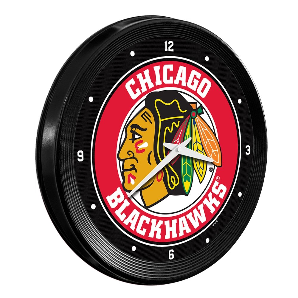Chicago Blackhawks: Ribbed Frame Wall Clock - The Fan-Brand
