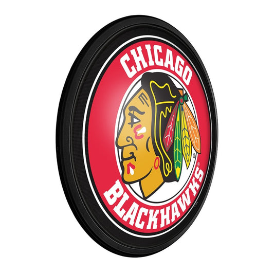 Chicago Blackhawks: Round Slimline Lighted Wall Sign - The Fan-Brand