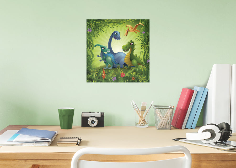 Dinosaurs:  Into The Jungle Mural        -   Removable Wall   Adhesive Decal
