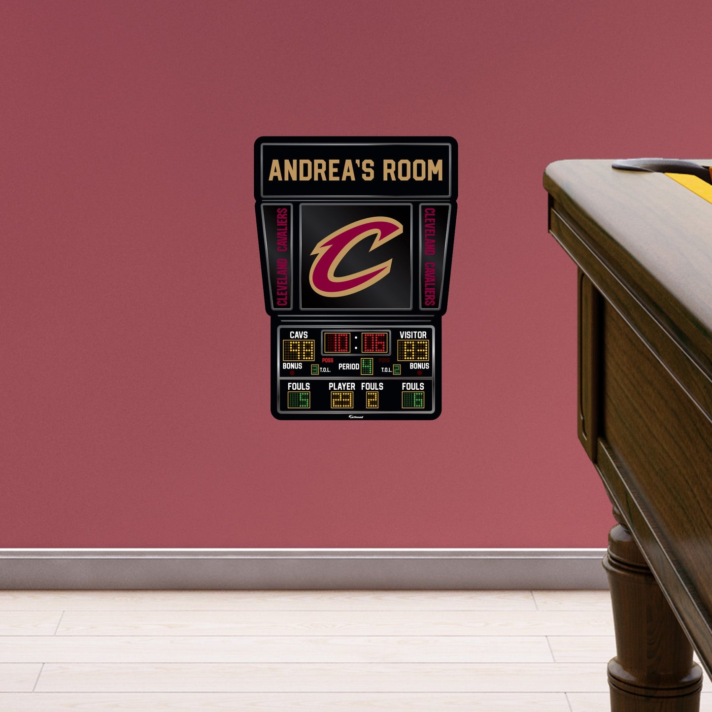 Cleveland Cavaliers:   Scoreboard Personalized Name        - Officially Licensed NBA Removable     Adhesive Decal