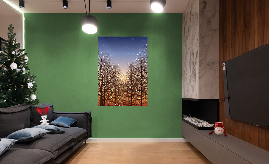 Christmas: Lights in the Forest Poster - Removable Adhesive Decal