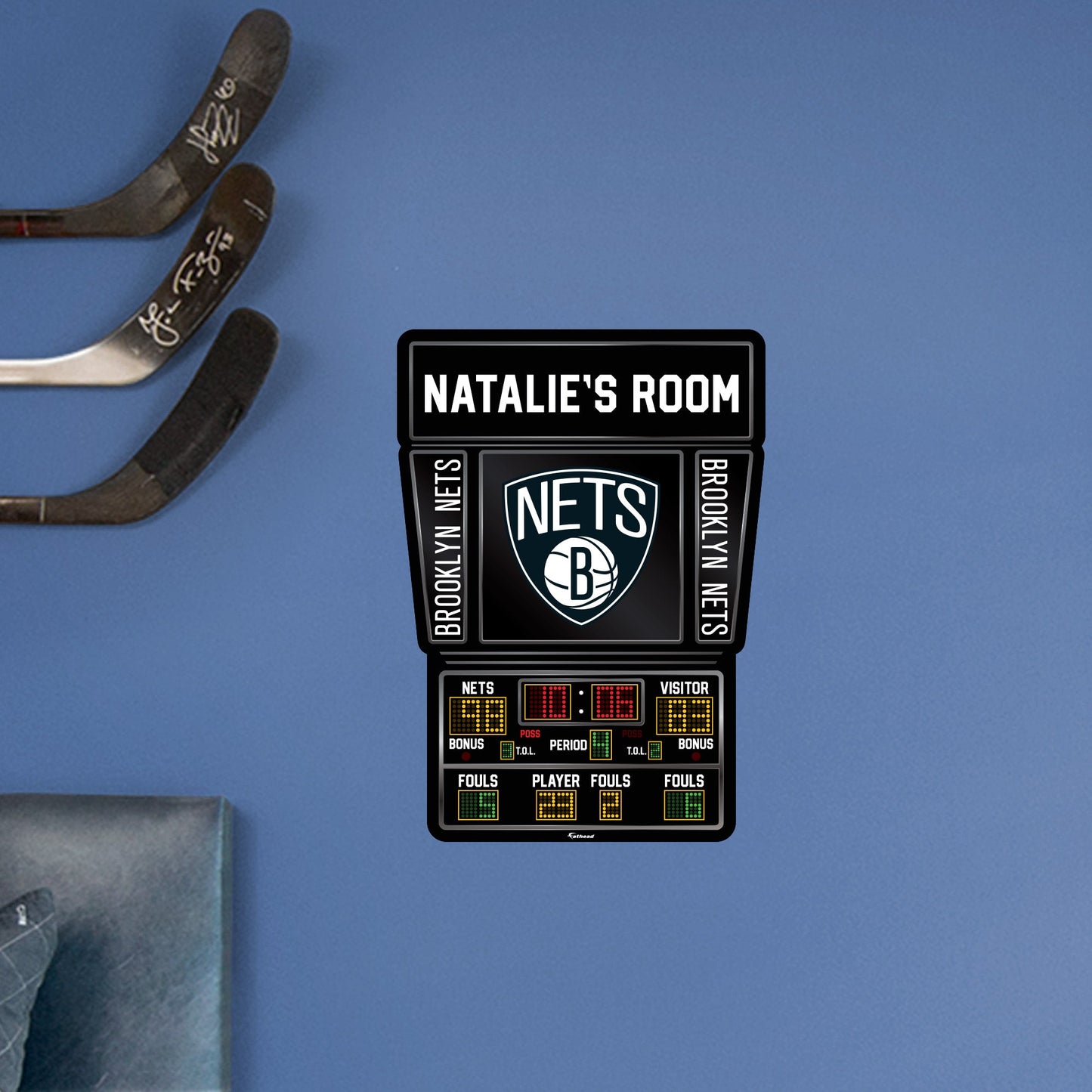 Brooklyn Nets:   Scoreboard Personalized Name        - Officially Licensed NBA Removable     Adhesive Decal