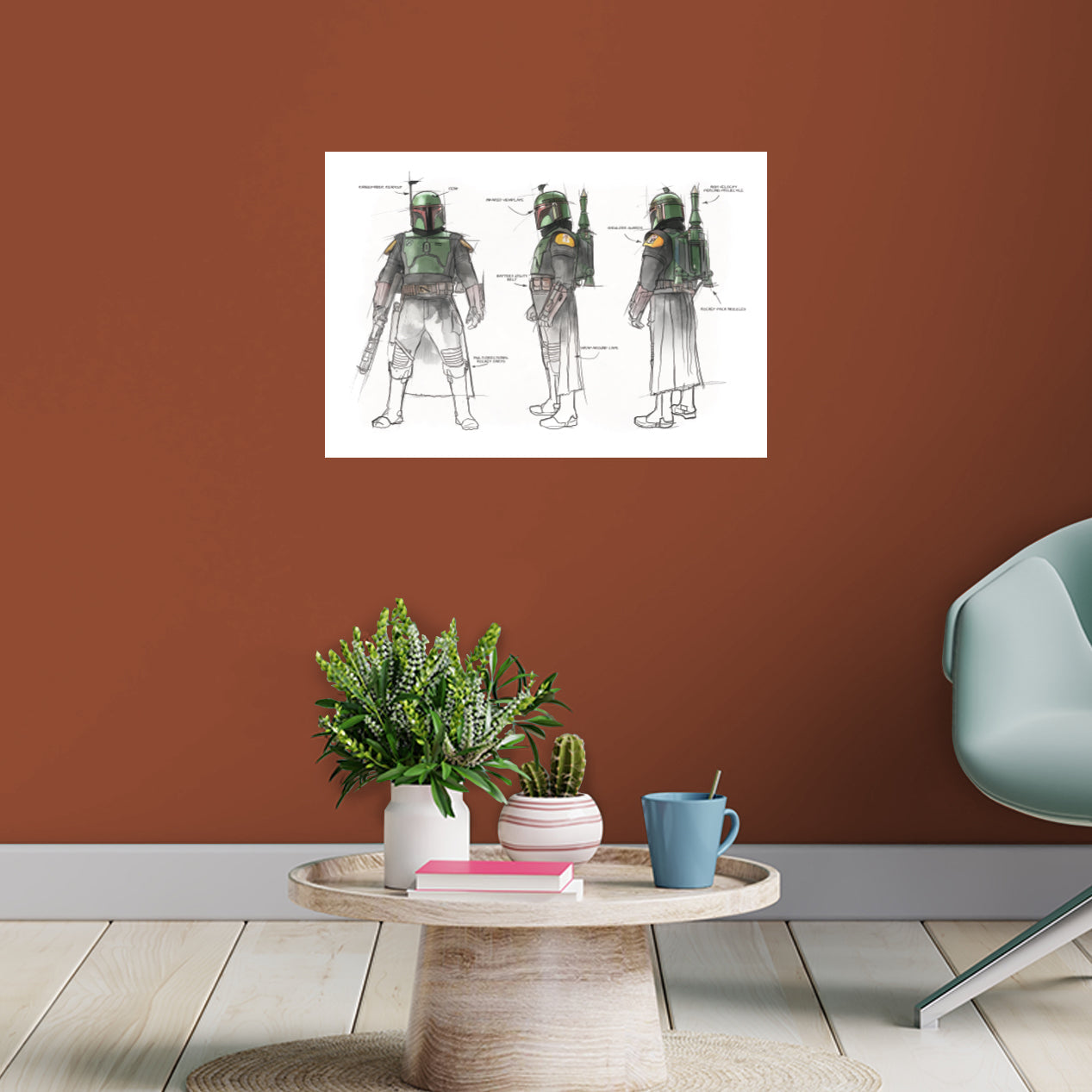 Book of Boba Fett: Boba Fett Character Turnaround Industrial Design Poster - Officially Licensed Star Wars Removable Adhesive Decal