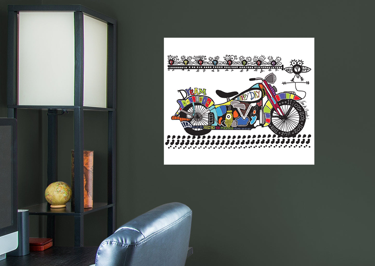 Dream Big Art:  Moto Harley Mural        - Officially Licensed Juan de Lascurain Removable Wall   Adhesive Decal