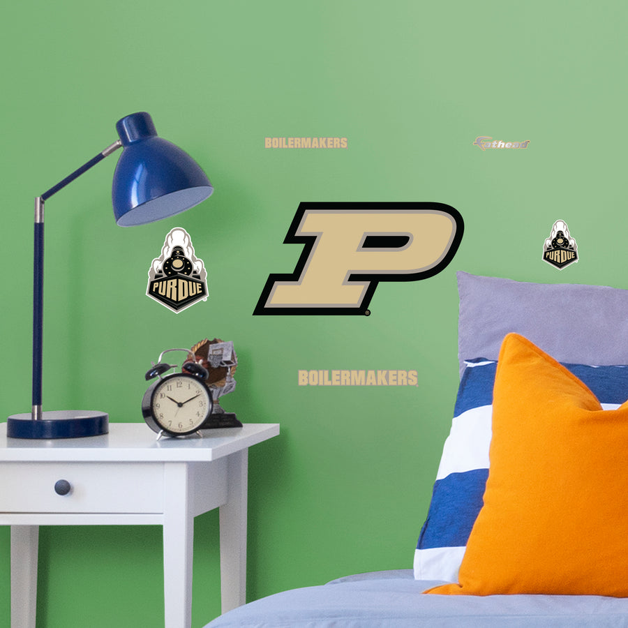 Purdue Boilermakers - RealBig P POD Teammate Logo Collection - Official NCAA - Reusable Vinyl Wall Decals