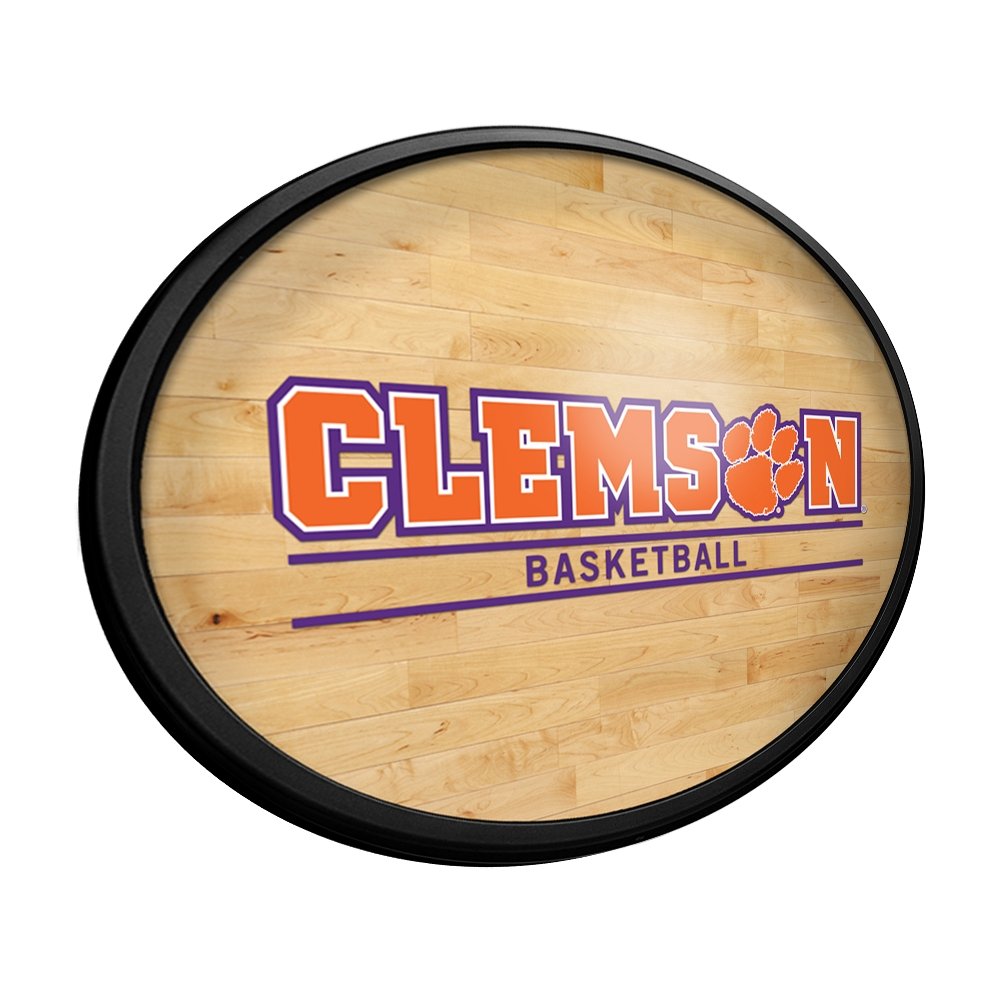 Clemson Tigers: Hardwood - Oval Slimline Lighted Wall Sign - The Fan-Brand