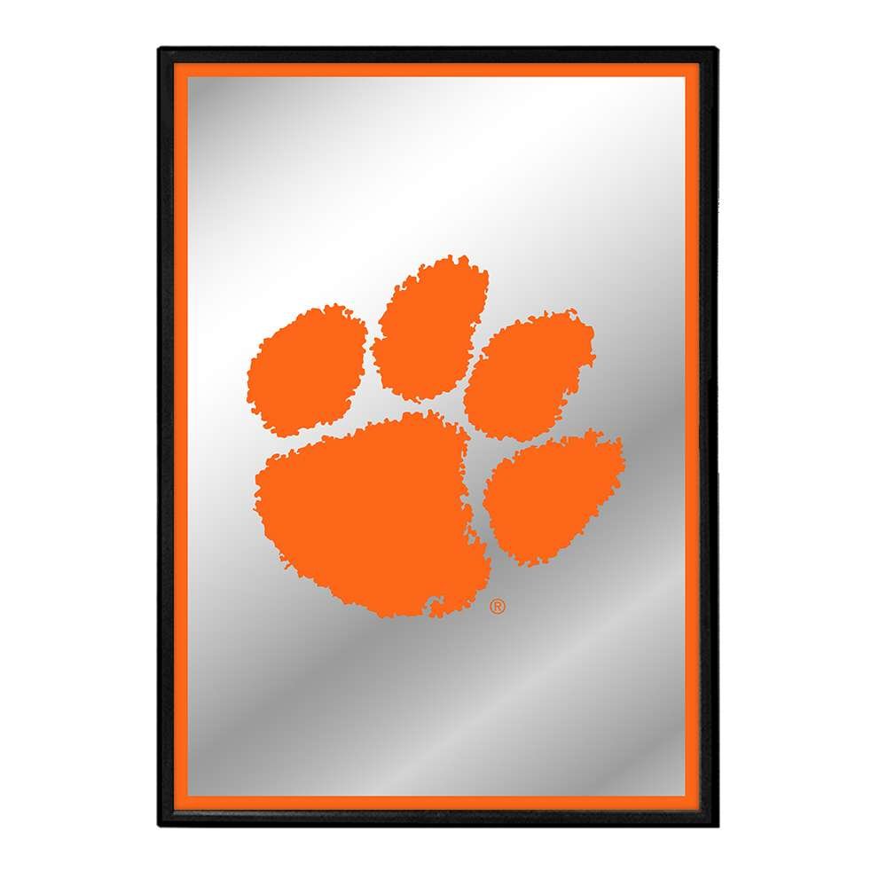 Clemson Tigers: Paw Print - Framed Mirrored Wall Sign - The Fan-Brand