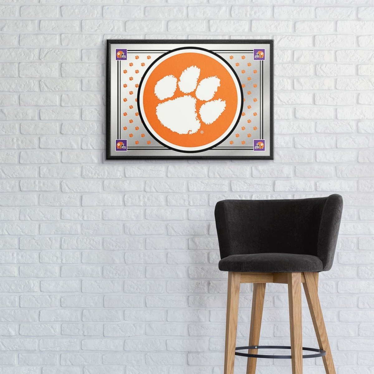 Clemson Tigers: Paw Print, Team Spirit - Framed Mirrored Wall Sign - The Fan-Brand
