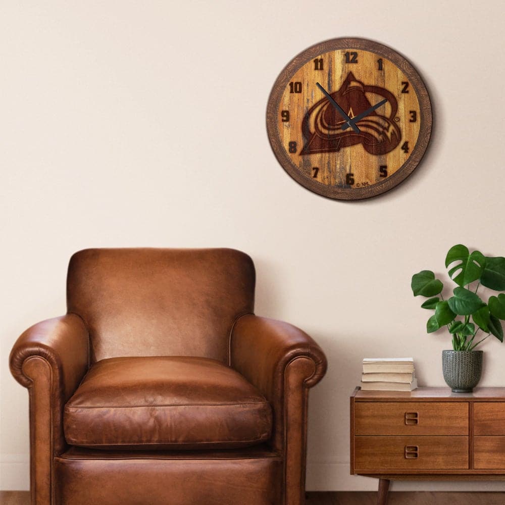 Colorado Avalanche: Branded "Faux" Barrel Top Wall Clock - The Fan-Brand