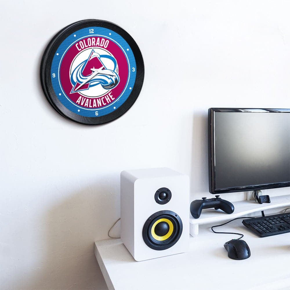 Colorado Avalanche: Ribbed Frame Wall Clock - The Fan-Brand