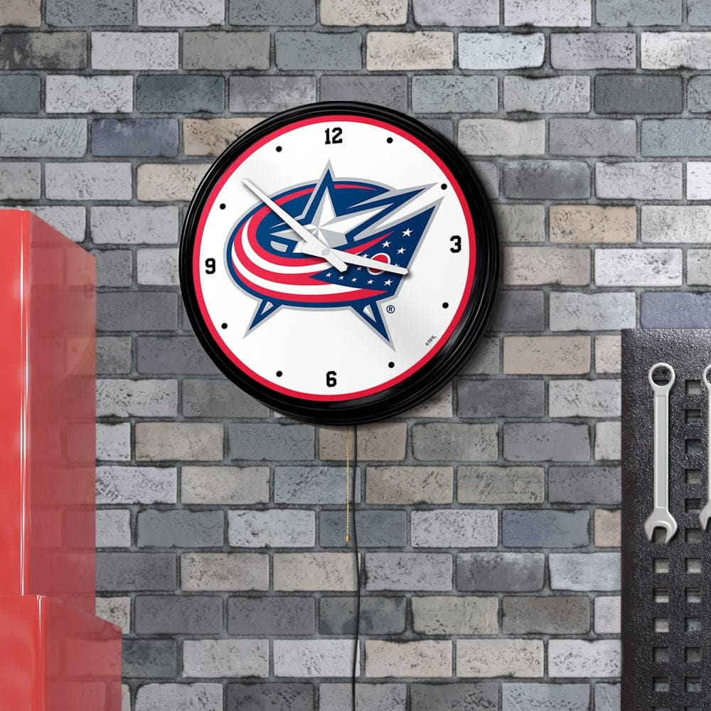 Columbus Blue Jackets: Retro Lighted Wall Clock - The Fan-Brand