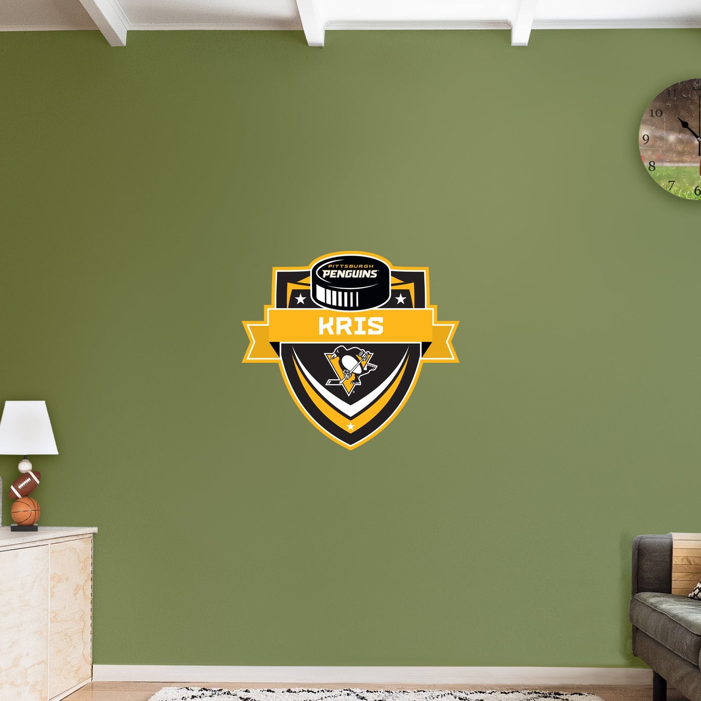 Pittsburgh Penguins:   Badge Personalized Name        - Officially Licensed NHL Removable     Adhesive Decal