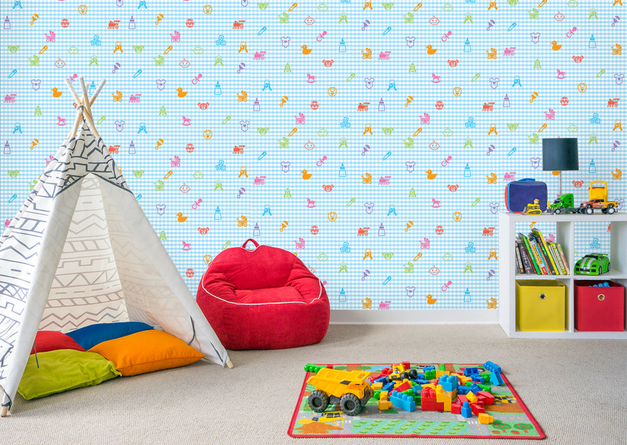 Baker Blue Kids            -Peel & Stick Wallpaper