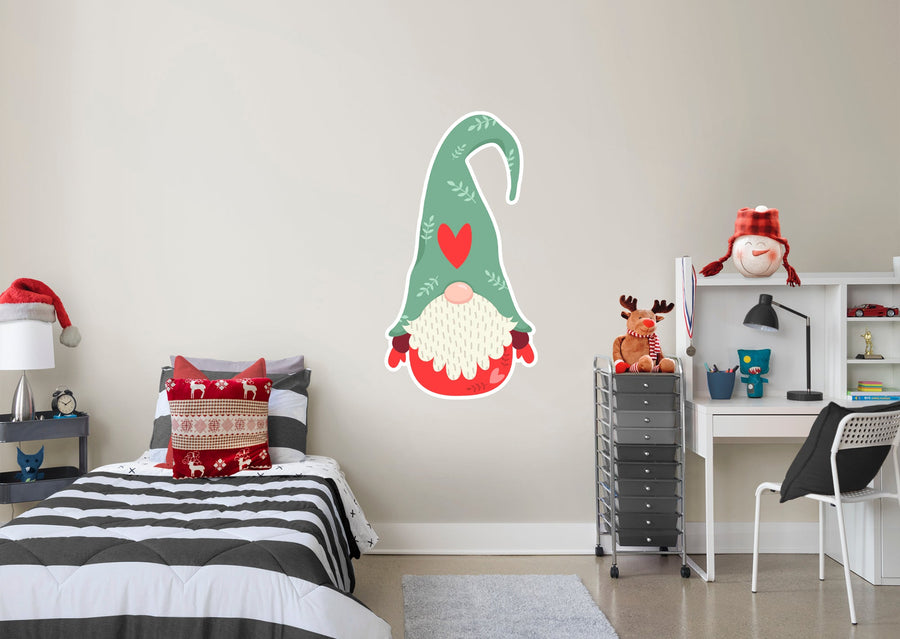 Christmas: Heart Gnome Icon - Removable Adhesive Decal