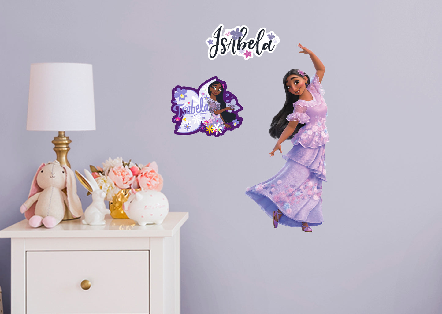 ENCANTO ISABELA w/name wall stickers 3 Disney decals 16 inches tall
